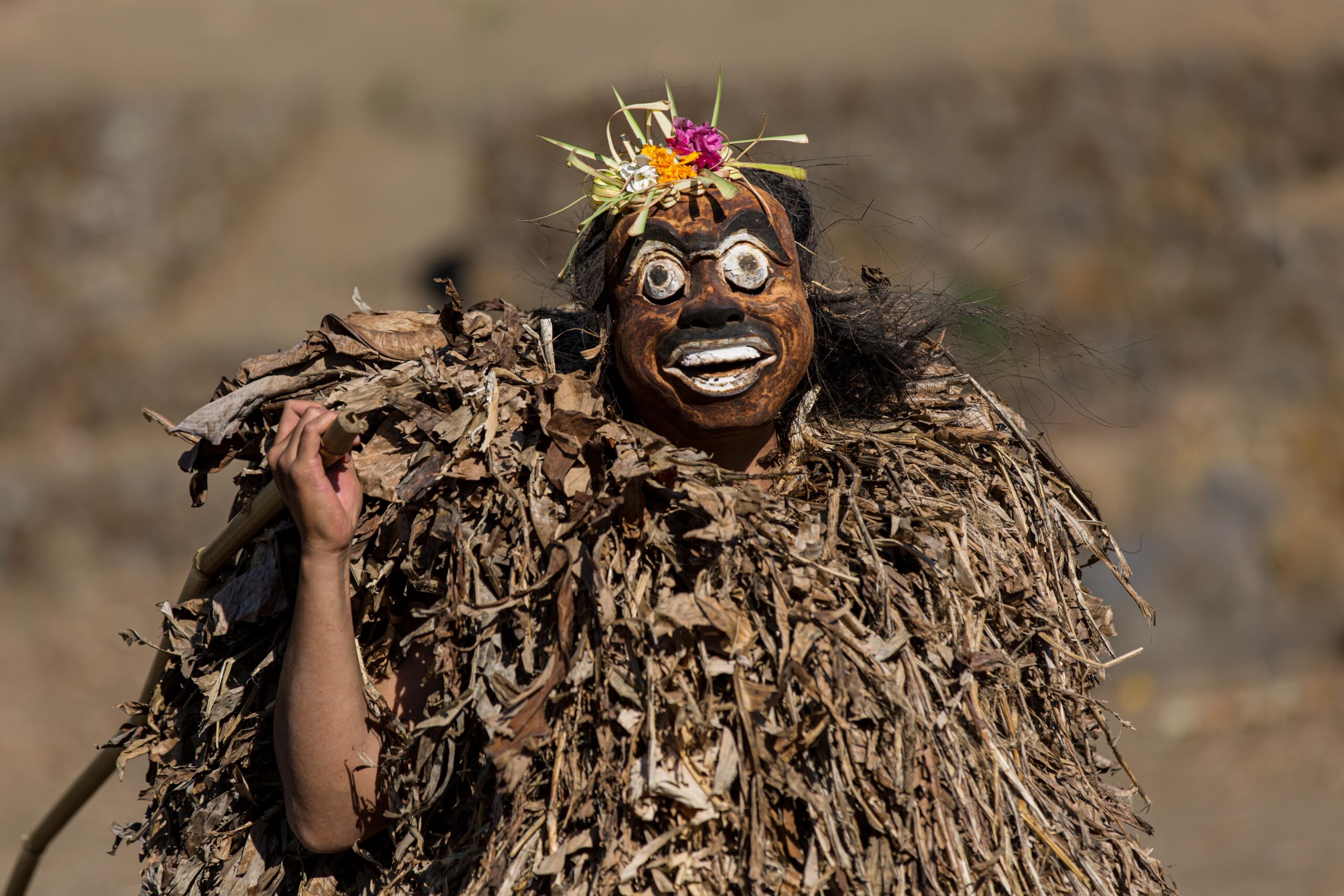 Barong Brutuk ritual mask from Trunyan Bali Aga ceremony