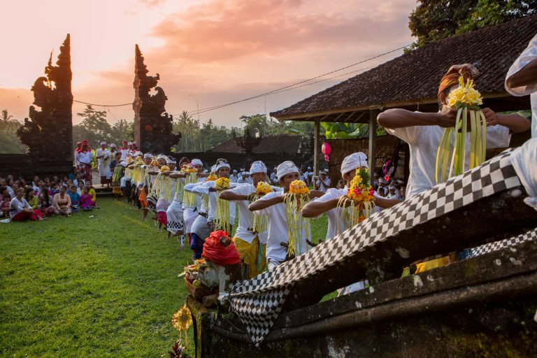 Rejang dance during Manis Kuningan in Karangasem, East Bali