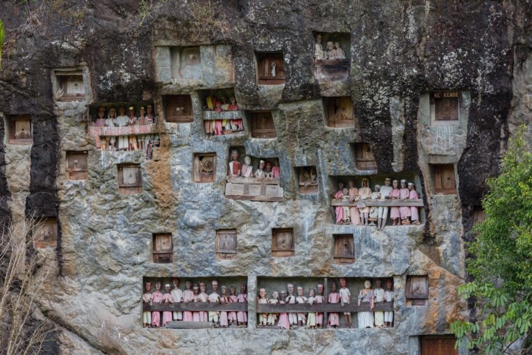 Rock cliff graves in Lemo, in the Toraja highlands of Sulawesi